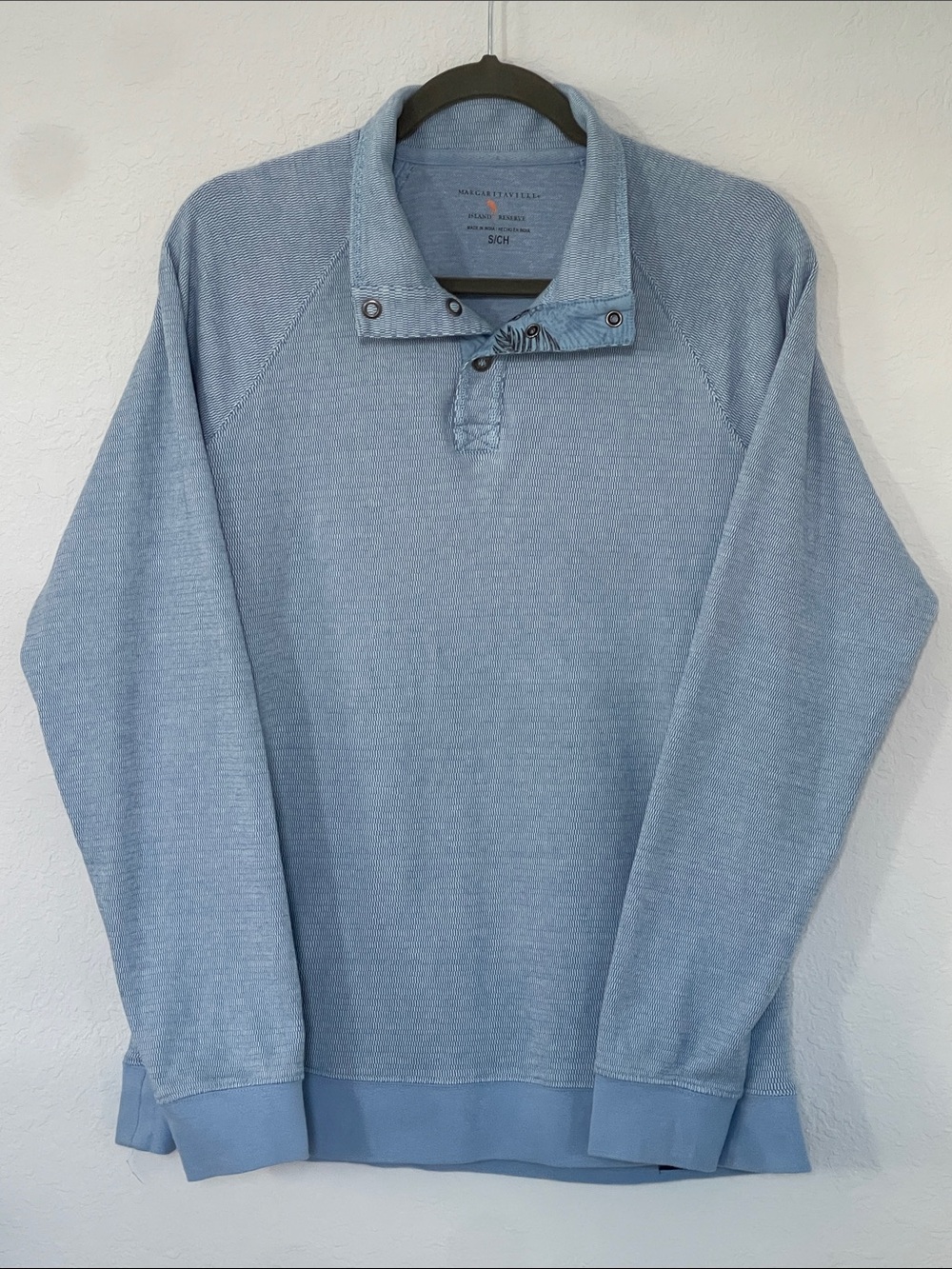 Margaritaville Island Reserve Men's Small Blue 100% Cotton Snap Pullover